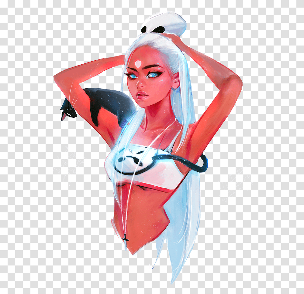 Girl Cartoon Drawing Cool White Hair Cat Rossdraws Nima, Graphics, Person, Poster, Advertisement Transparent Png