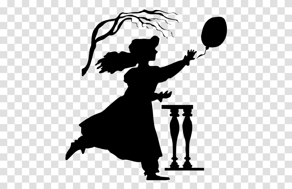 Girl Chasing Balloon Silhouette, Gray, World Of Warcraft Transparent Png