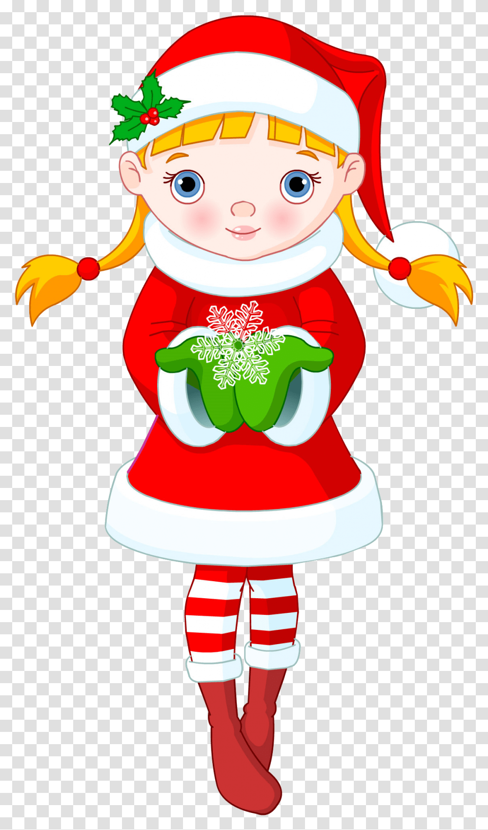 Girl Christmas Cartoon Clipart Download Little Girl Christmas Clipart, Elf, Toy, Food Transparent Png