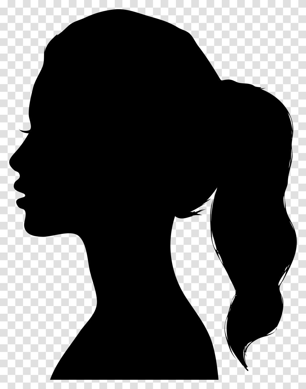 Girl Clipart Black Hair, Silhouette, Person, Human, Back Transparent Png