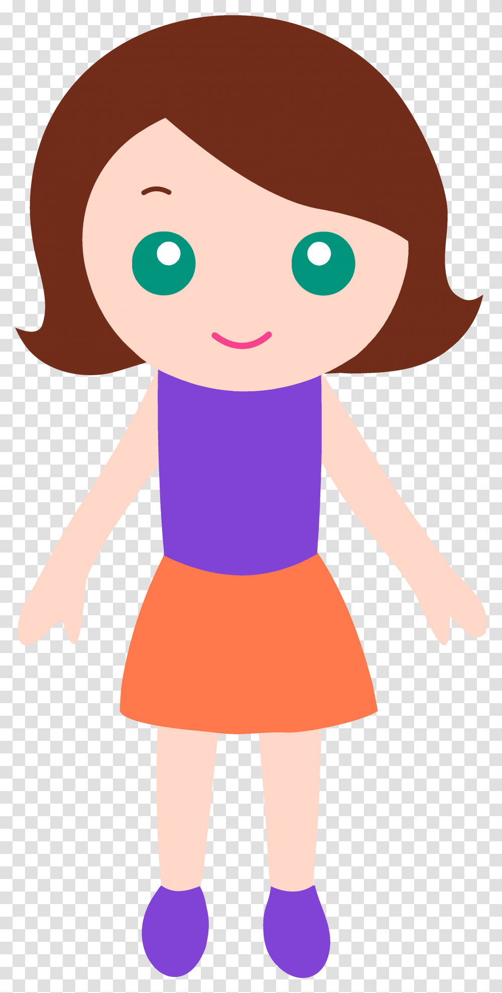 Girl Clipart Girl With Brown Hair And Blue Eyes Clipart, Doll, Toy, Person, Human Transparent Png