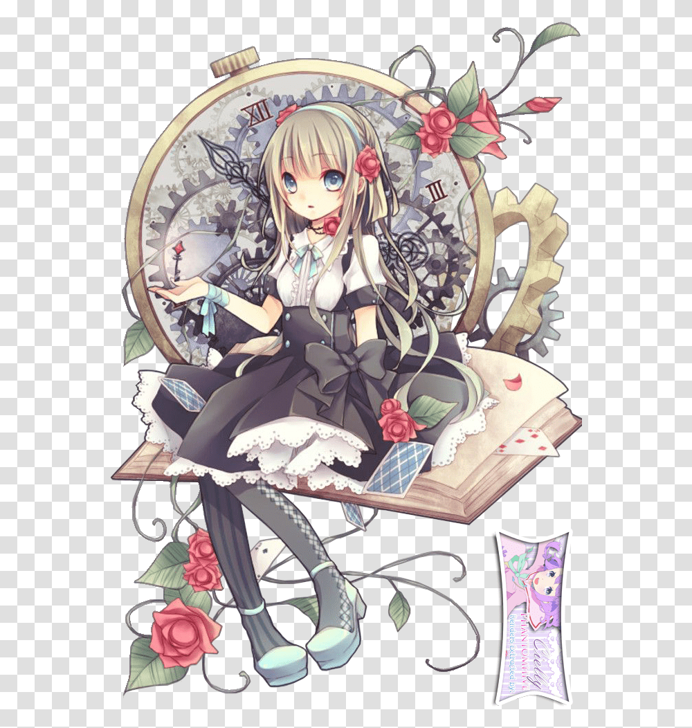 Girl Clock Anime Girl With Clock, Manga, Comics, Book, Sweets Transparent Png