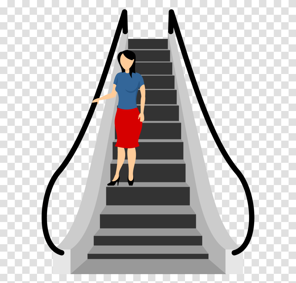 Girl Coming Down Through Escalator Image Escalator, Person, Human, Staircase Transparent Png