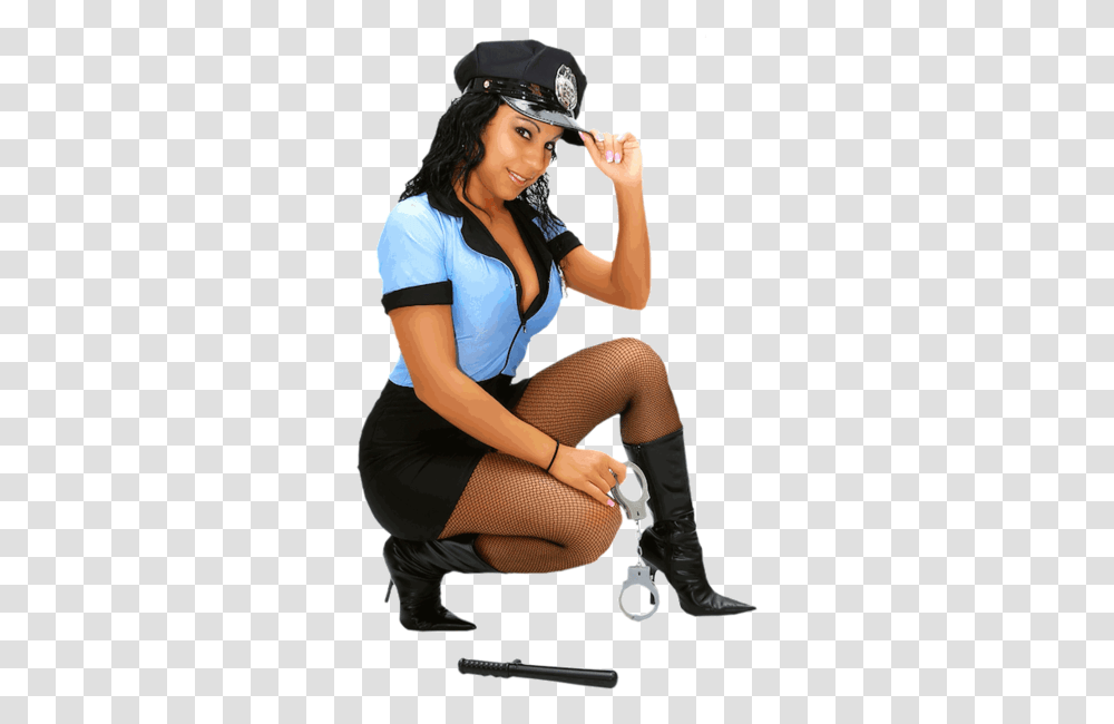 Girl Cop Girl, Clothing, Pants, Person, Sitting Transparent Png