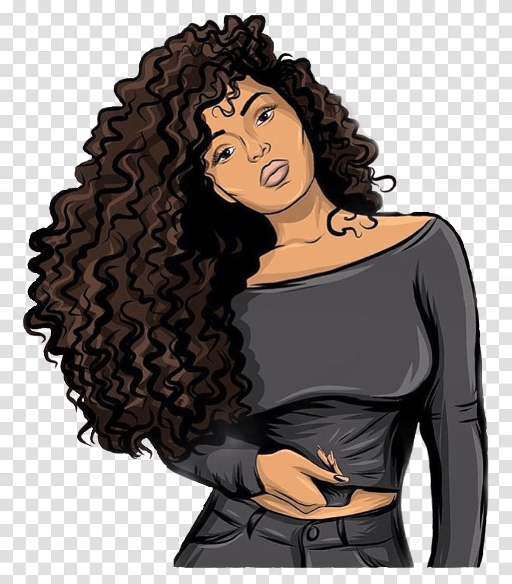 Girl Curly Hair Trap N Paint, Sleeve, Apparel, Long Sleeve Transparent Png