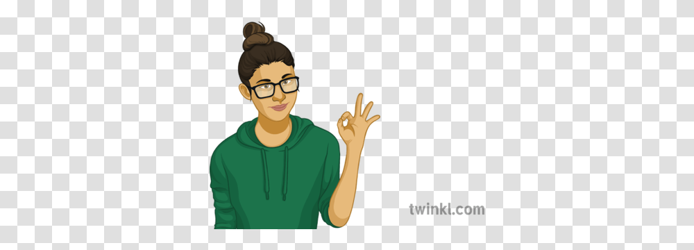 Girl Doing Ok Hand Sign General People Student Tennager Good Cartoon, Clothing, Apparel, Sleeve, Person Transparent Png