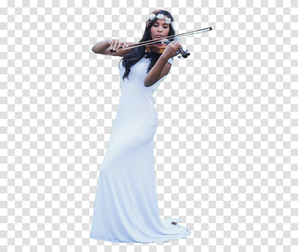 Girl Dress White Violin Alone Feeling White Dress Violin Woman, Person, Female, Evening Dress Transparent Png