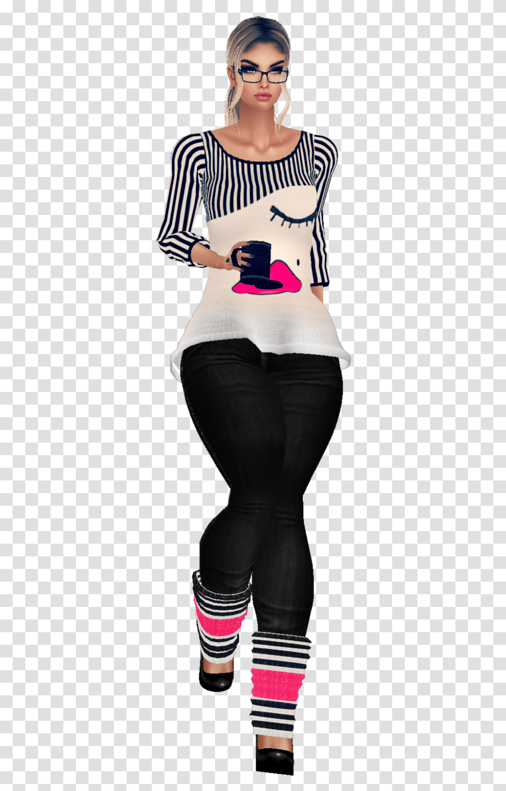 Girl Drinking Coffee Standing Tights, Pants, Apparel, Person Transparent Png
