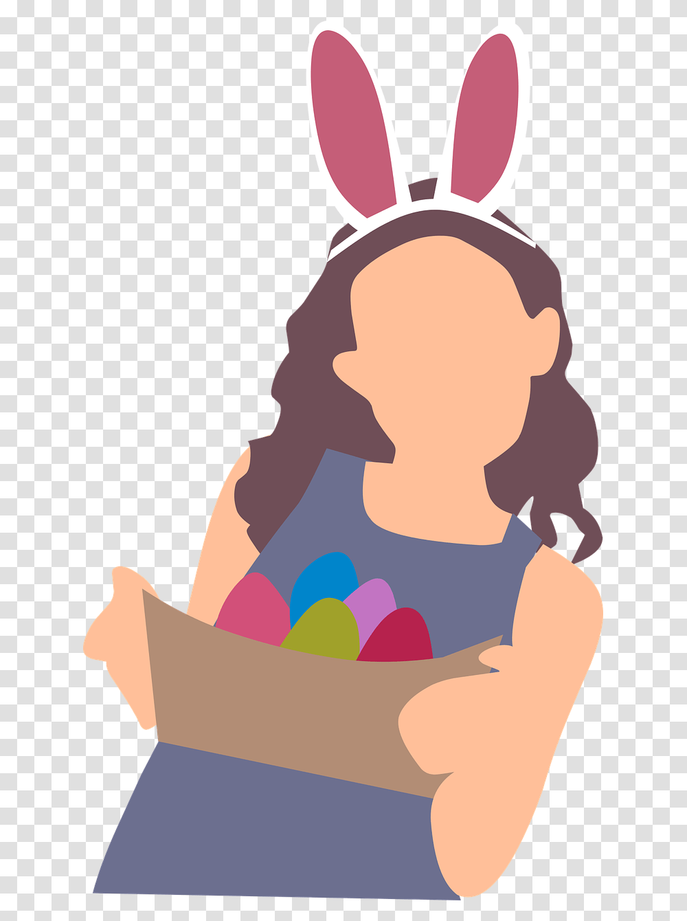 Girl Egg Basket Free Photo Easter Bunny Girl, Food, Crayon, Cream Transparent Png