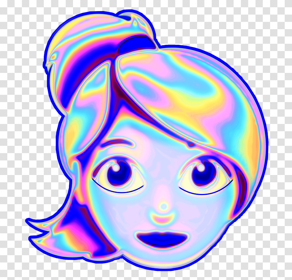 Girl Emoji Ponytail Holographic Freetoedit, Light, Pattern Transparent Png