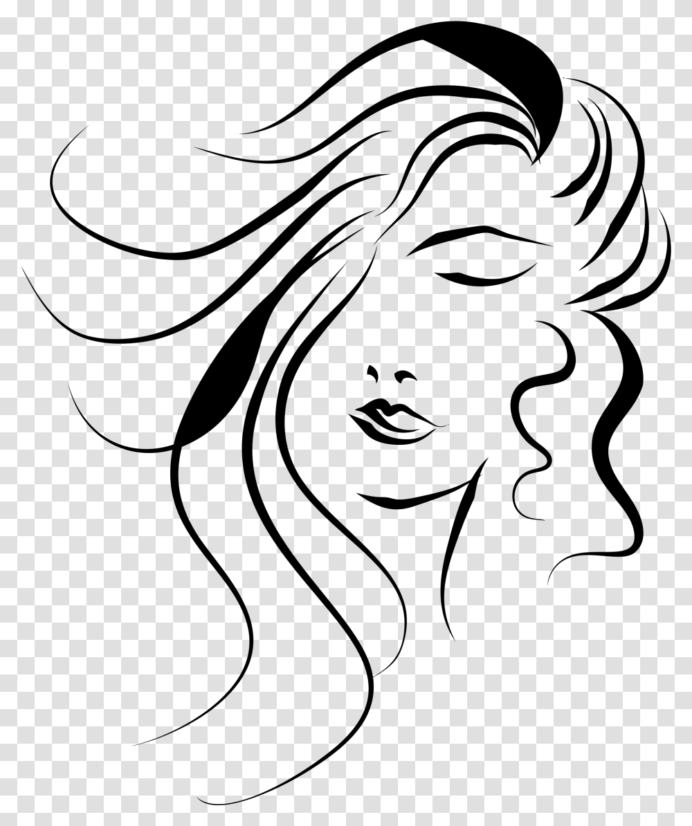 Girl Face Vector Clipart Download Line Art Woman Face, Dragon, Pattern, Drawing Transparent Png