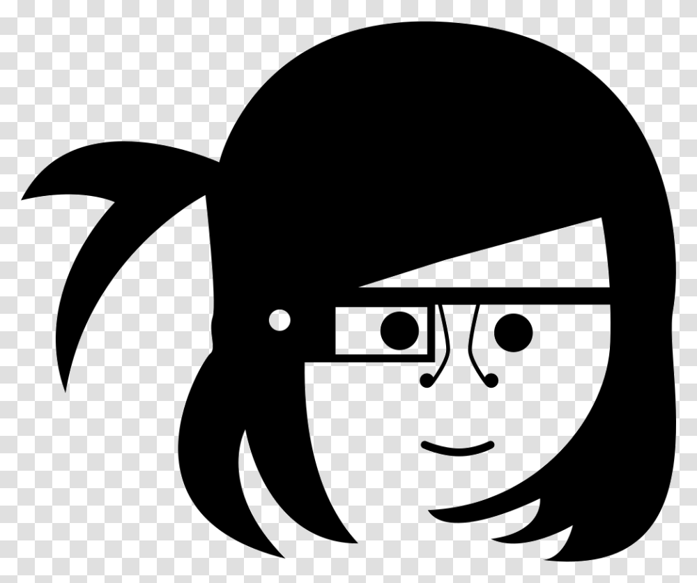 Girl Face With Google Glasses Girl Playing Computer Icon, Stencil, Label Transparent Png