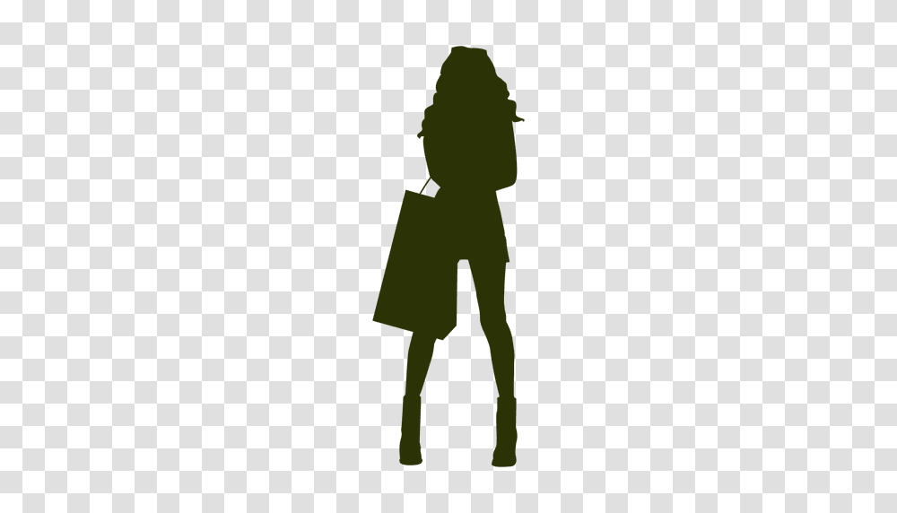 Girl Fashion Shopping Silhouette, Standing, Person, Green, Hand Transparent Png