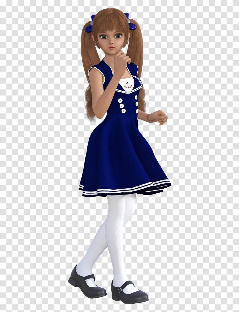 Girl Female 3d Model 3d Anime Girl, Dress, Person, Woman Transparent Png