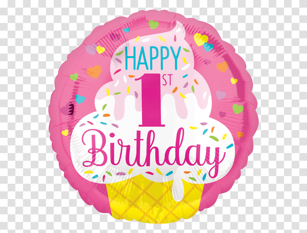 Girl First Birthday Balloon Download Fte De La Musique, Paper, Birthday Cake, Dessert Transparent Png