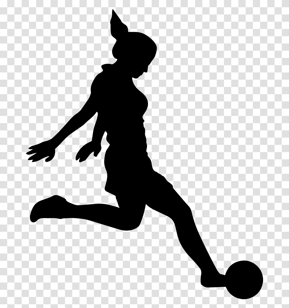 Girl Footballer Wall Art Sticker Decal Black Size Girl Soccer Player Clipart, Person, Silhouette, Leisure Activities, People Transparent Png