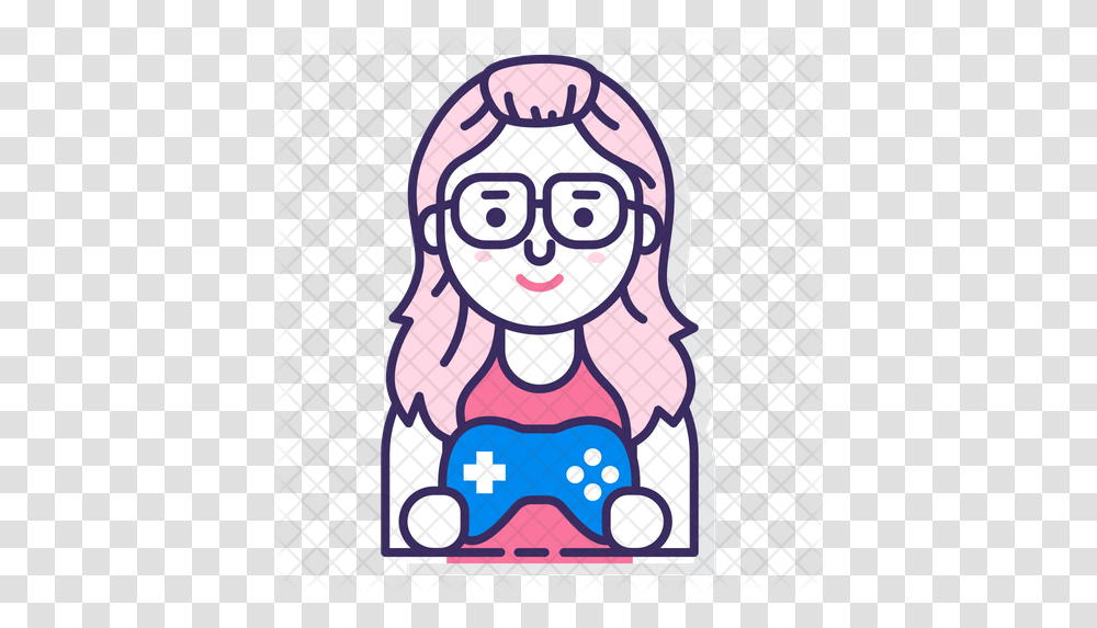 Girl Gamer Icon Gamer Girl Cartoon Icon, Label, Text, Sticker, Poster Transparent Png