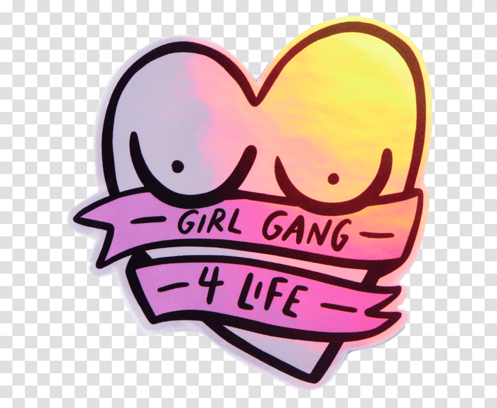 Girl Gang Holographic Sticker Emma Hands Clip Art, Label, Text, Heart, Rubber Eraser Transparent Png