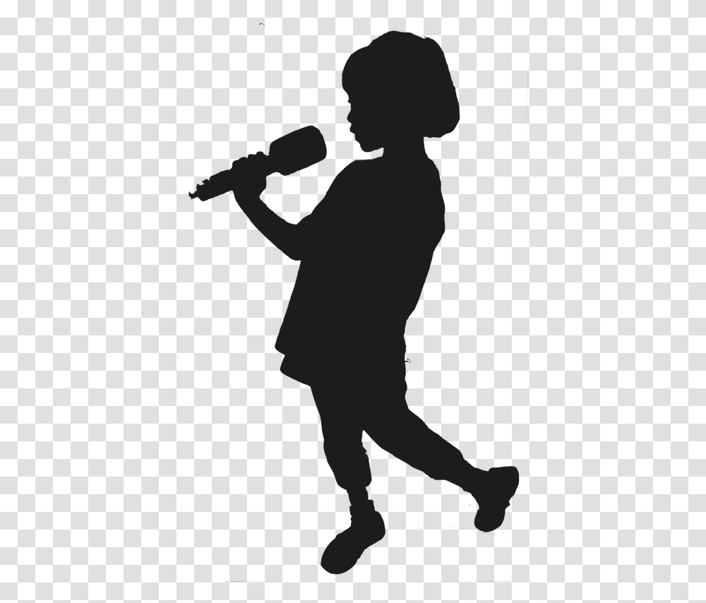Girl Guitar Player Silhouette Kids Sing Silhouette, Person, Human, Kneeling, Back Transparent Png