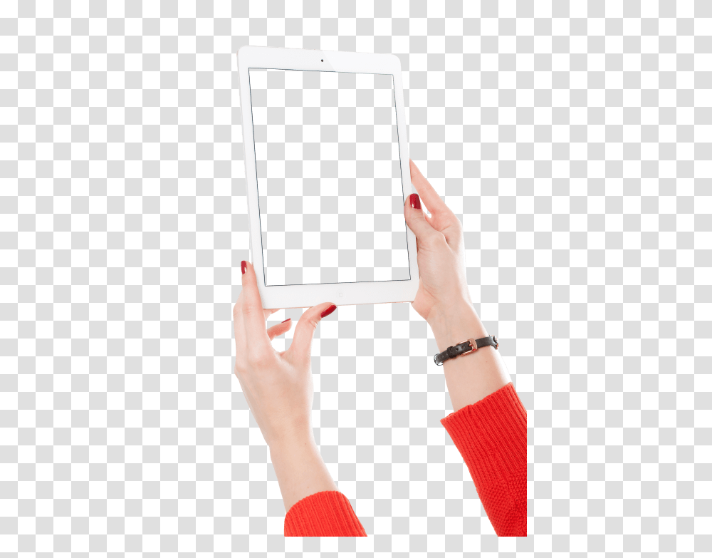 Girl Hand Holding White Tablet, Person, Electronics, Phone, Mobile Phone Transparent Png