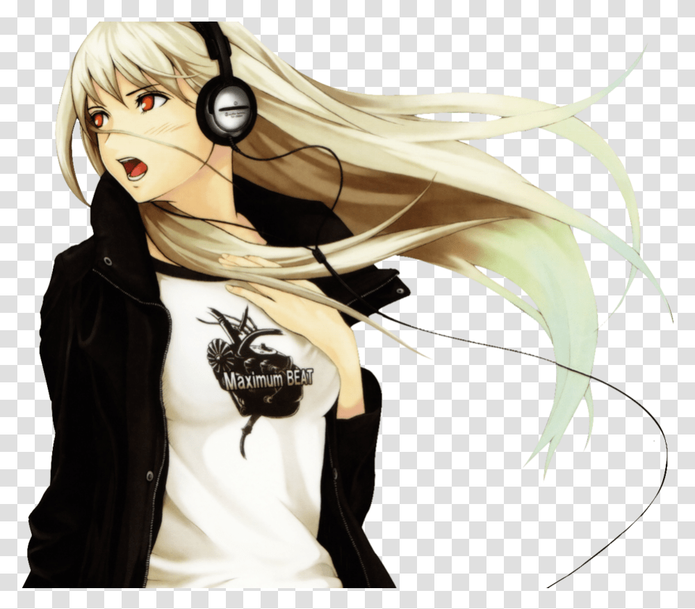 Girl Headphone Blonde Anime Girl With Headphones, Manga, Comics, Book, Horse Transparent Png