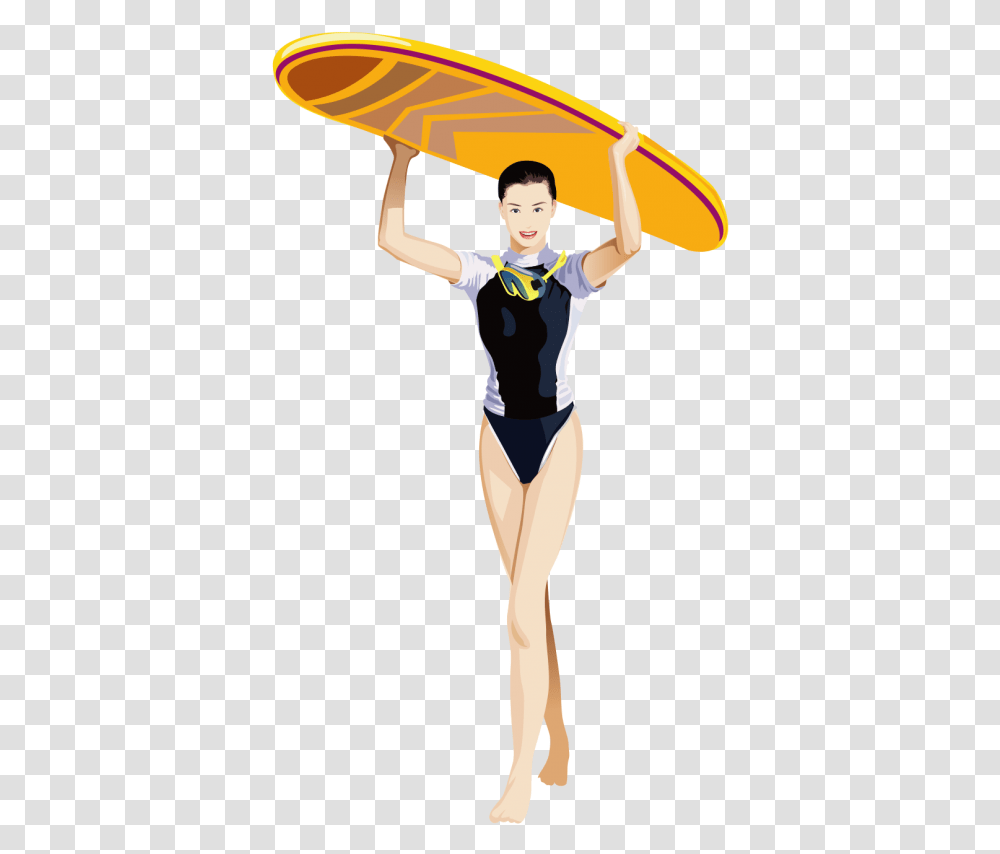 Girl Holding Surfboard Gymnast, Person, Dance, Performer, Dance Pose Transparent Png