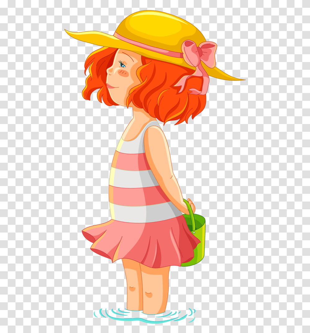 Girl In A Summer Hat Clipart, Person, Leisure Activities, Female Transparent Png