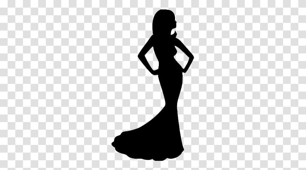 Girl In Dress Silhouette, Person, Female, Standing Transparent Png