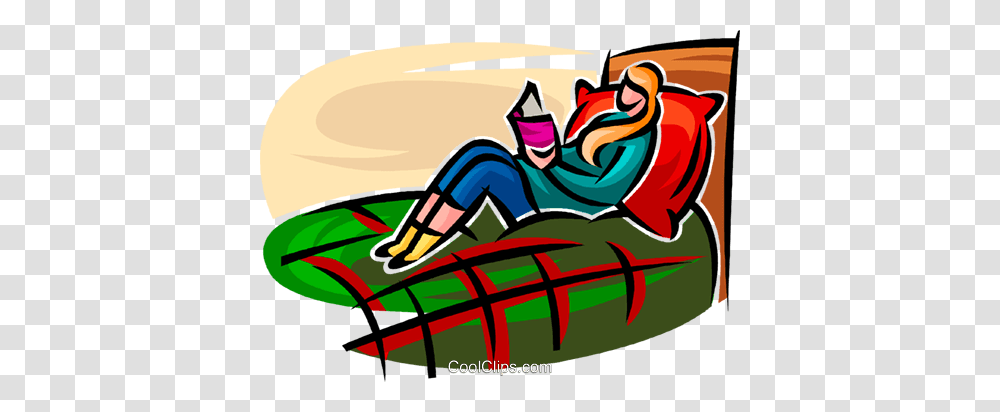 Girl In Her Bedroom Reading Royalty Free Vector Clip Art, Vehicle, Transportation, Boat, Dynamite Transparent Png