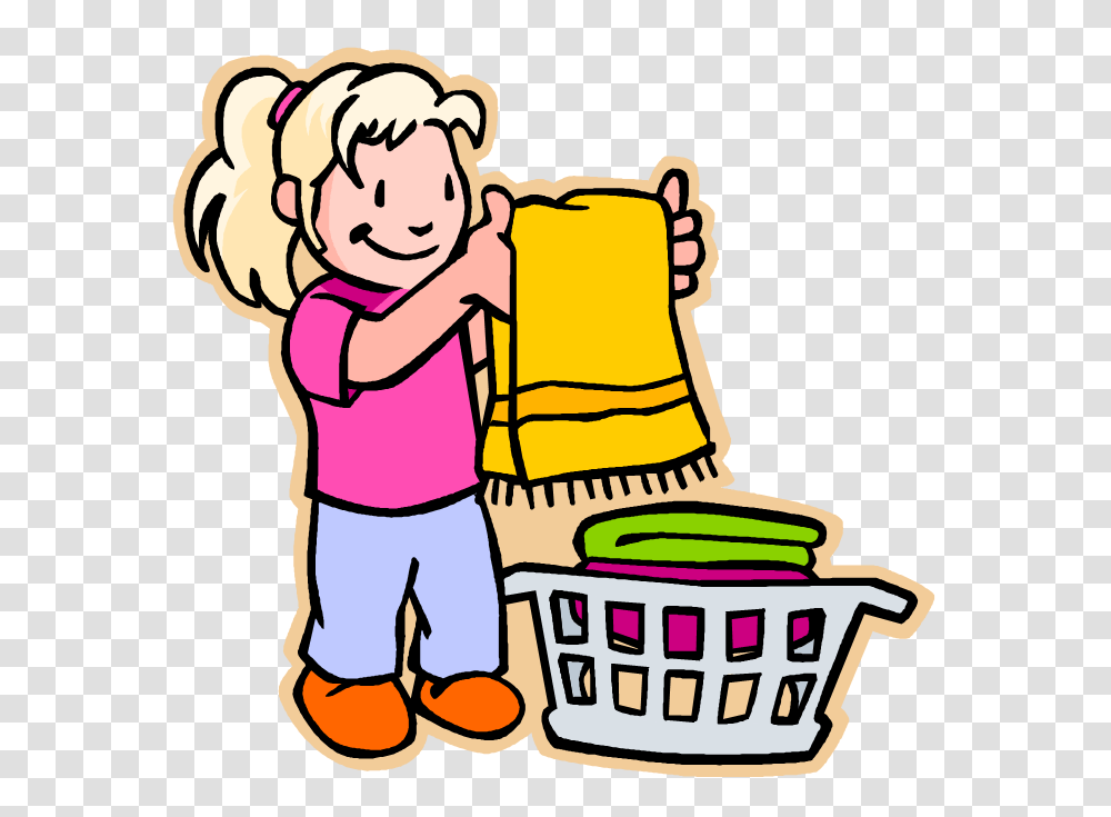 Girl In Pajamas Clip Art, Basket, Shopping, Washing, Drawing Transparent Png
