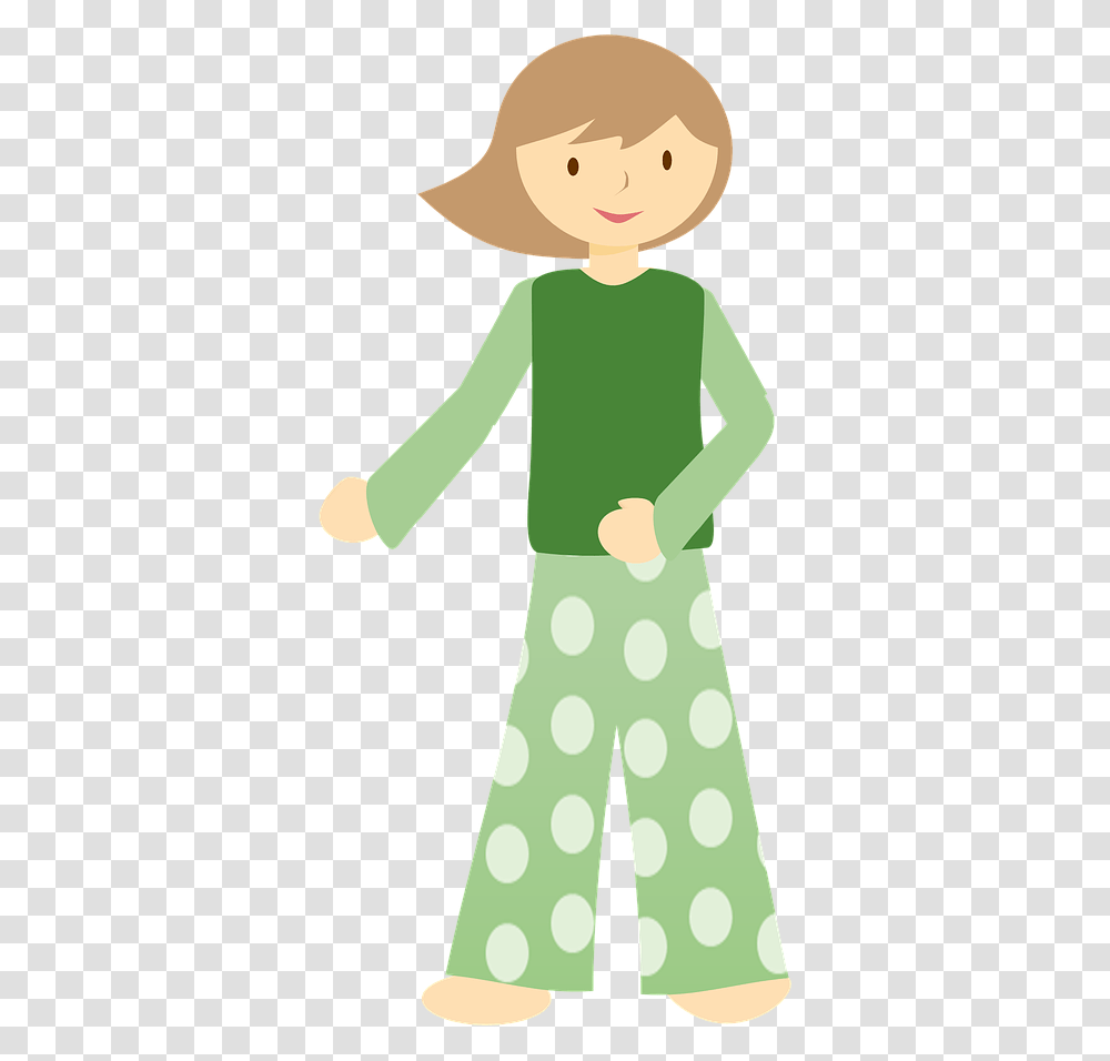 Girl In Pajamas Clipart, Sleeve, Long Sleeve, Green Transparent Png