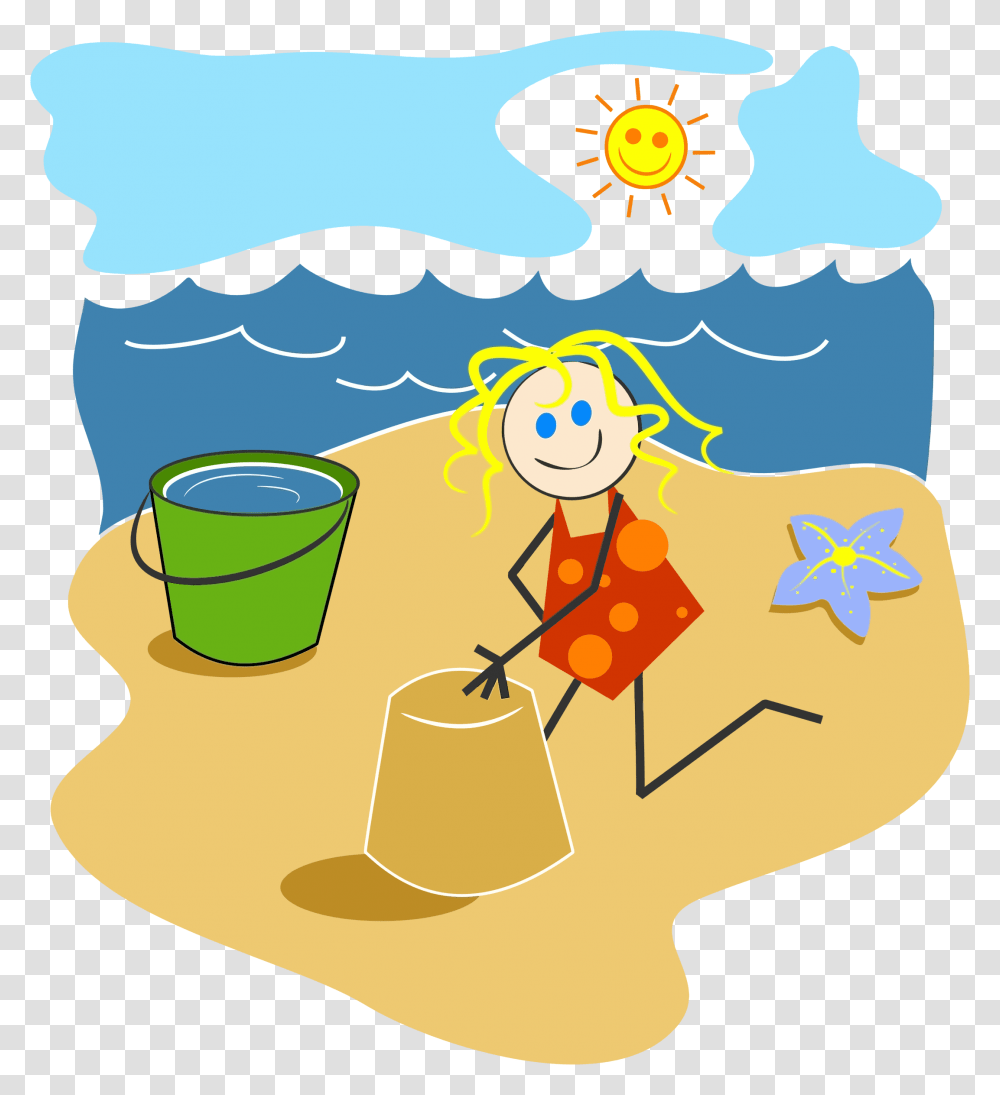 Girl In The Beach Clipart, Bucket, Washing, Drawing Transparent Png
