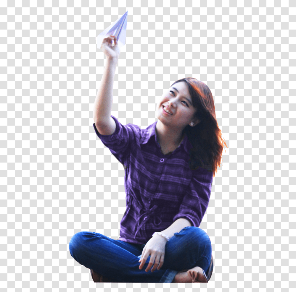 Girl Isolated1 Happy Girl Sitting, Sleeve, Person, Finger Transparent Png