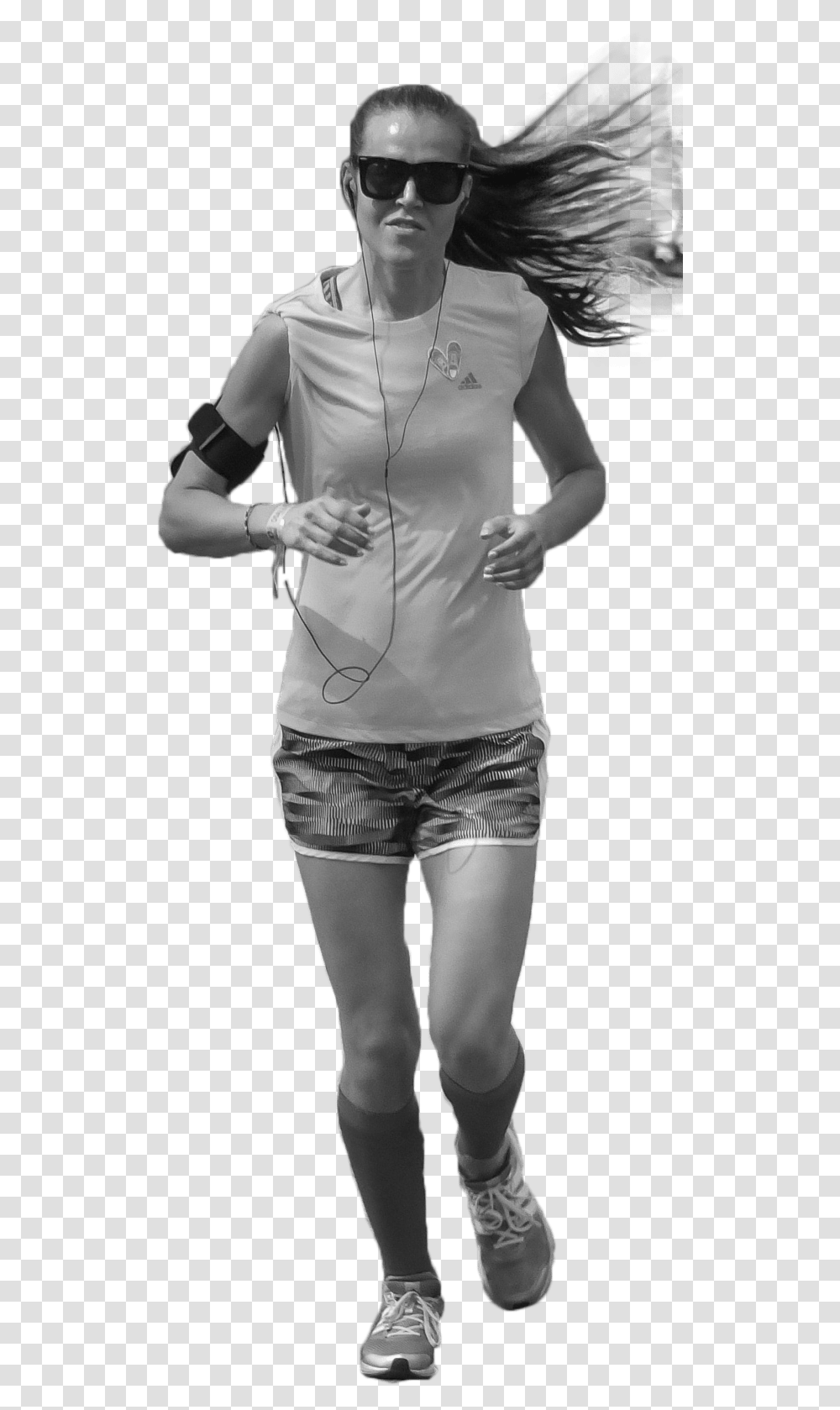 Girl Jogging Bw Girl, Shorts, Apparel, Sunglasses Transparent Png