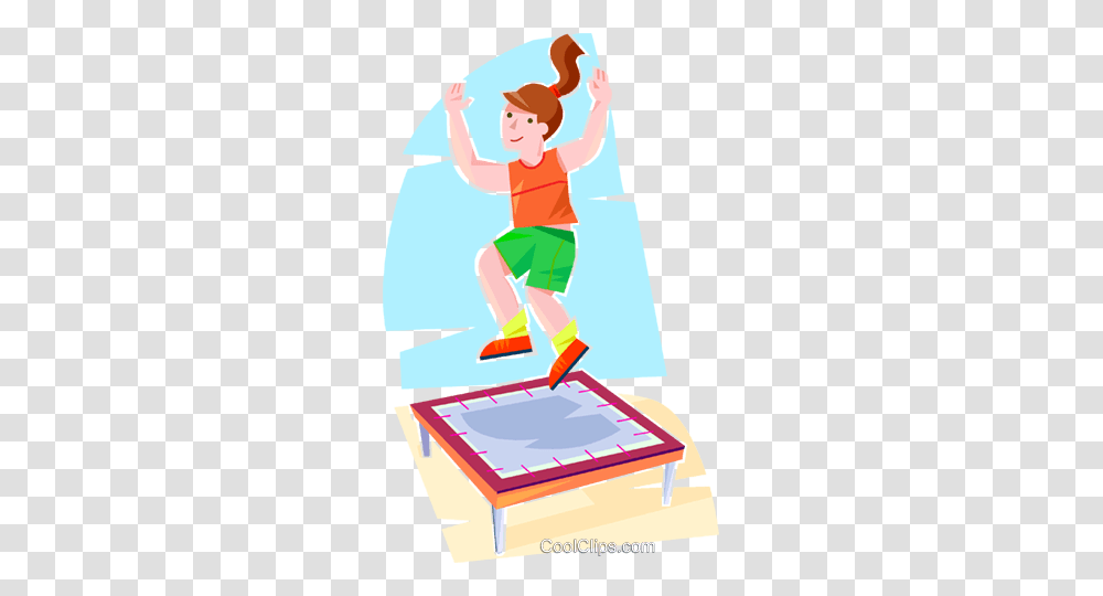 Girl Jumping On A Trampoline Royalty Free Vector Clip Art, Person, Poster, Advertisement, Paper Transparent Png