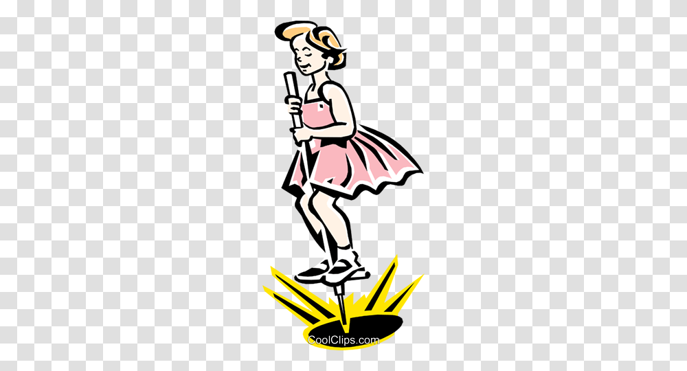 Girl Jumping On Pogo Stick Royalty Free Vector Clip Art, Female, Knight, Cleaning, Poster Transparent Png