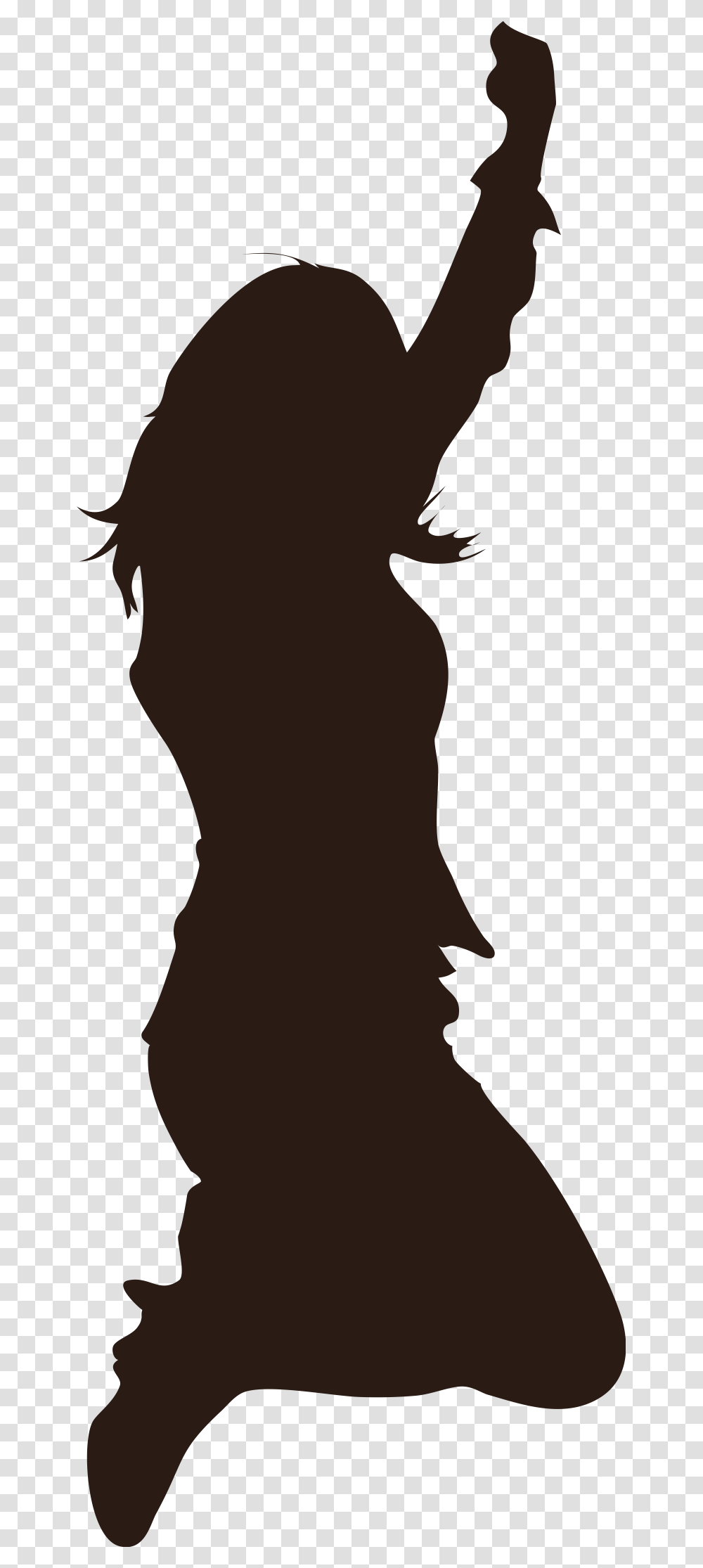 Girl Jumping Silhouette Clipart Download Jumping Girl Silhouette, Person, Human, Stencil, Back Transparent Png