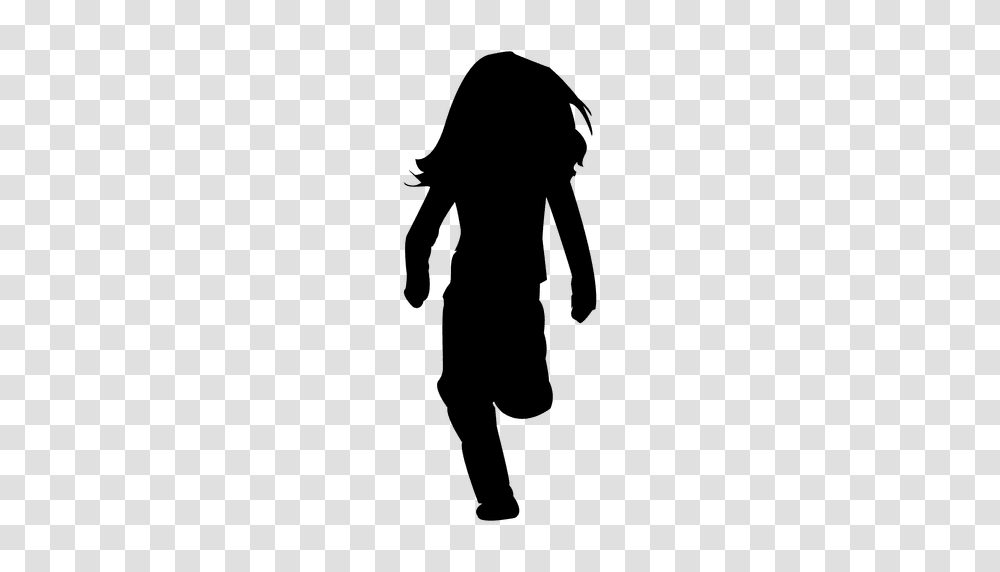 Girl Kid Running, Silhouette, Person, Human, Green Transparent Png