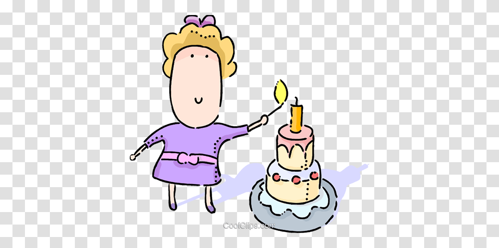 Girl Lighting Candles On A Birthday Cake Royalty Free Vector Clip, Dessert, Food, Cream Transparent Png