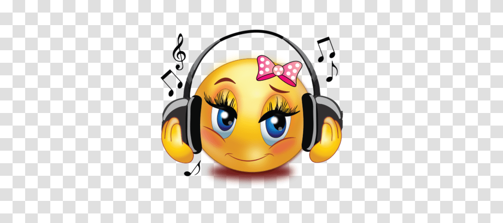 Girl Listen To Music Emoji, Toy, Electronics, Headphones, Headset Transparent Png