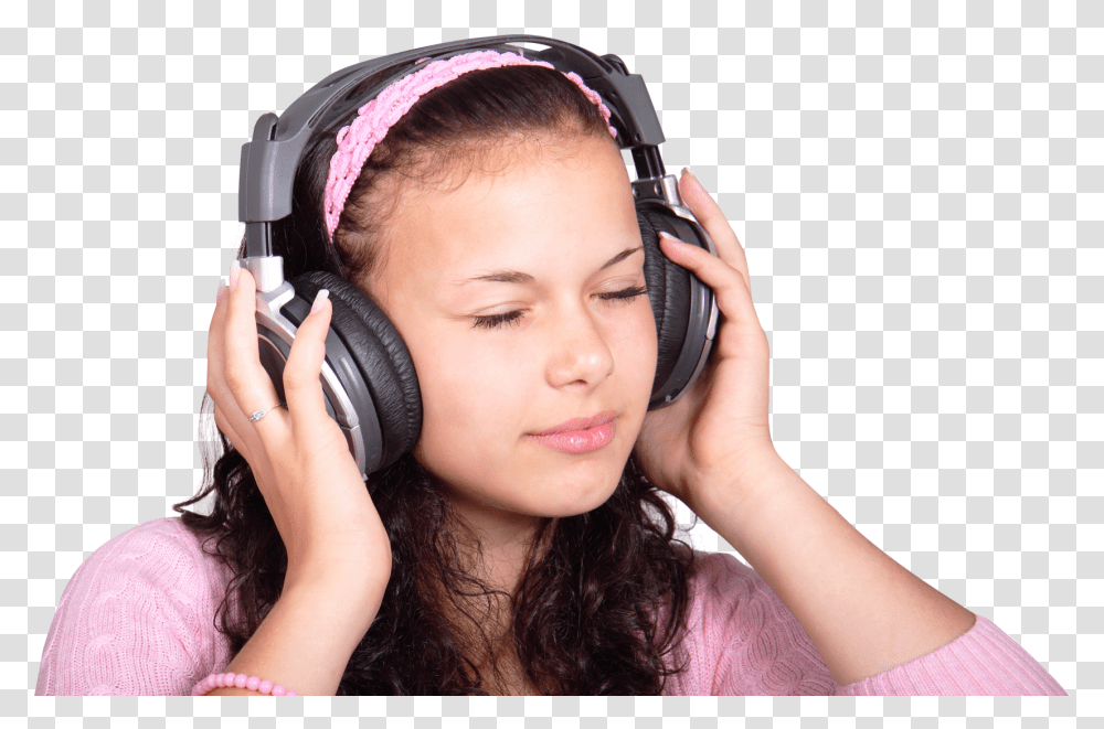 Girl Listening Music With Headphones Kids With Headphones, Electronics, Headset, Person, Human Transparent Png