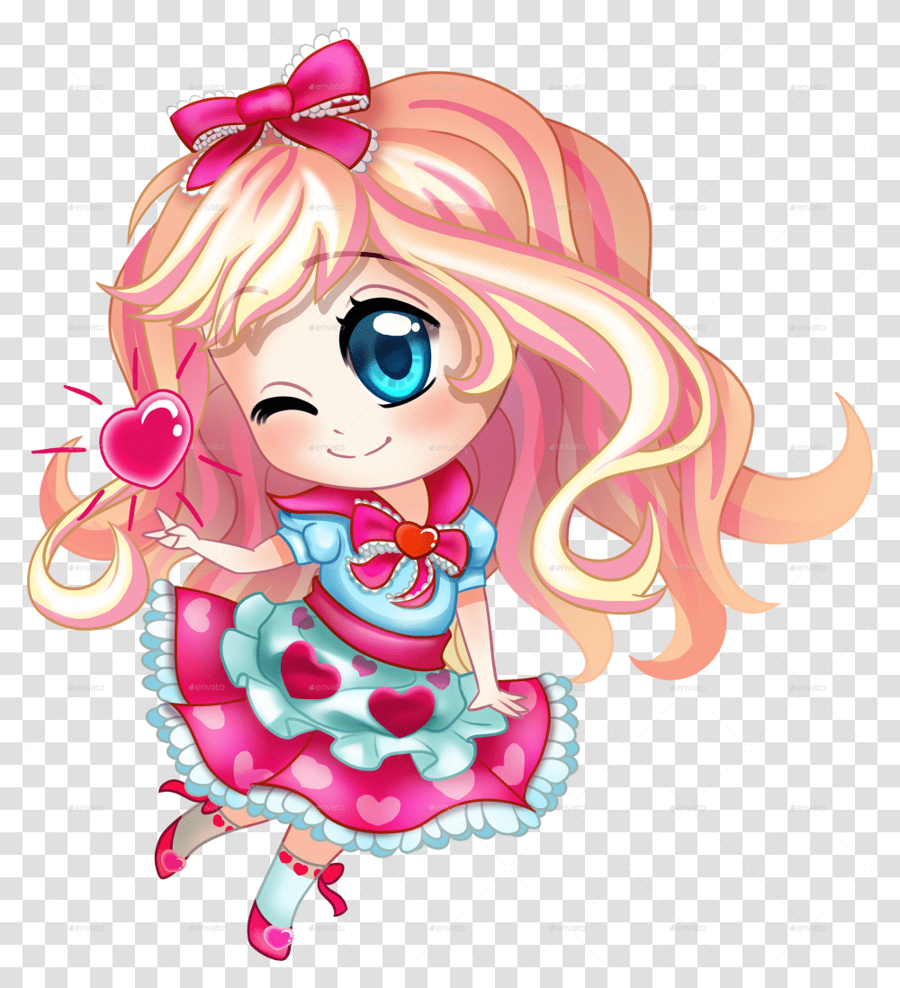 Girl Long Hair Clipart Blonde Chibi, Comics, Book, Manga Transparent Png