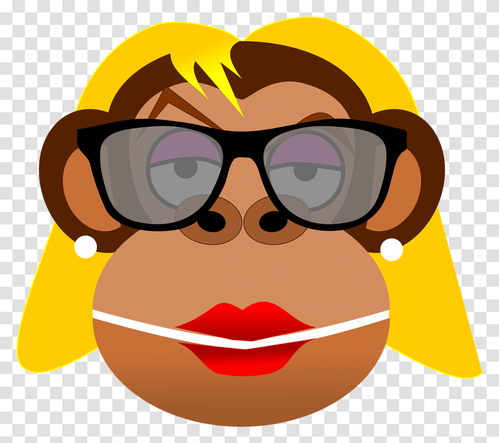 Girl Monkey With Glasses, Sunglasses, Accessories, Goggles, Helmet Transparent Png