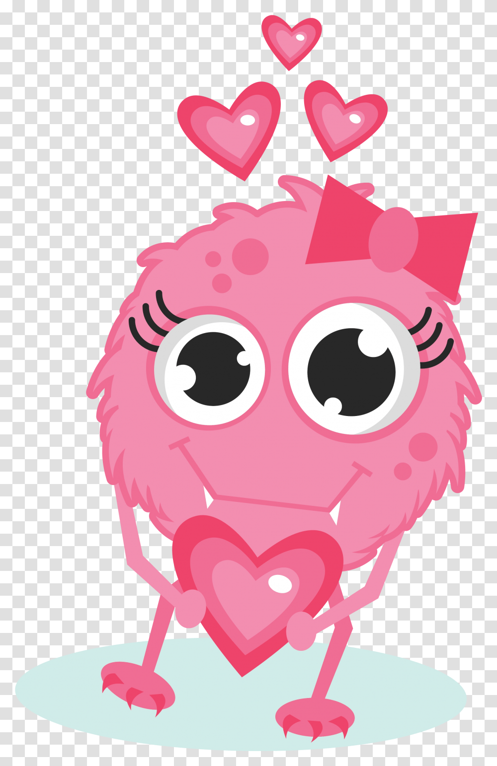 Girl Monster In Love Cute Monster Valentines Day Clipart, Food, Graphics, Snout, Pac Man Transparent Png