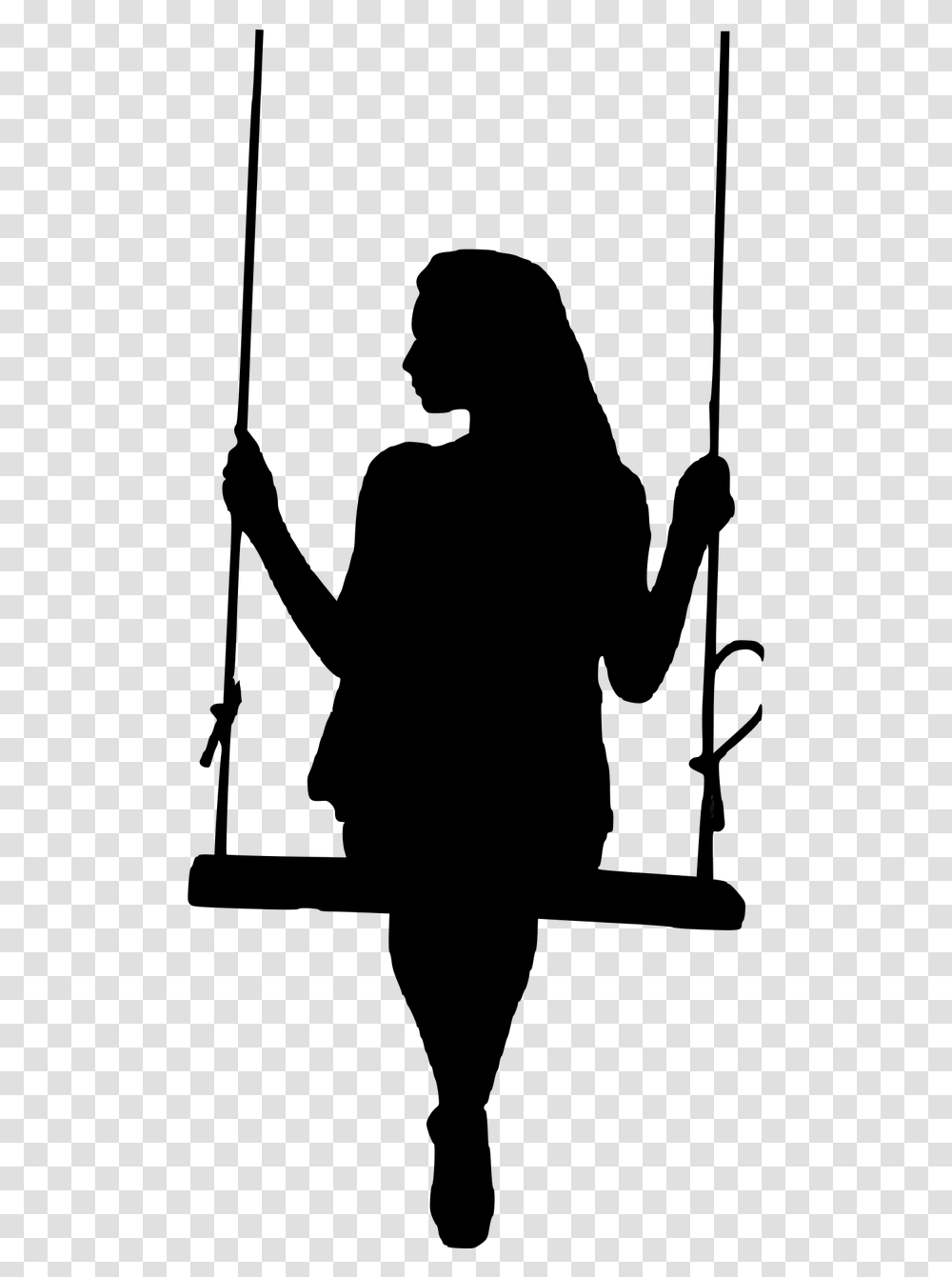 Girl On A Swing Silhouette Download Silhouette Of A Girl On A Swing, Gray, World Of Warcraft Transparent Png