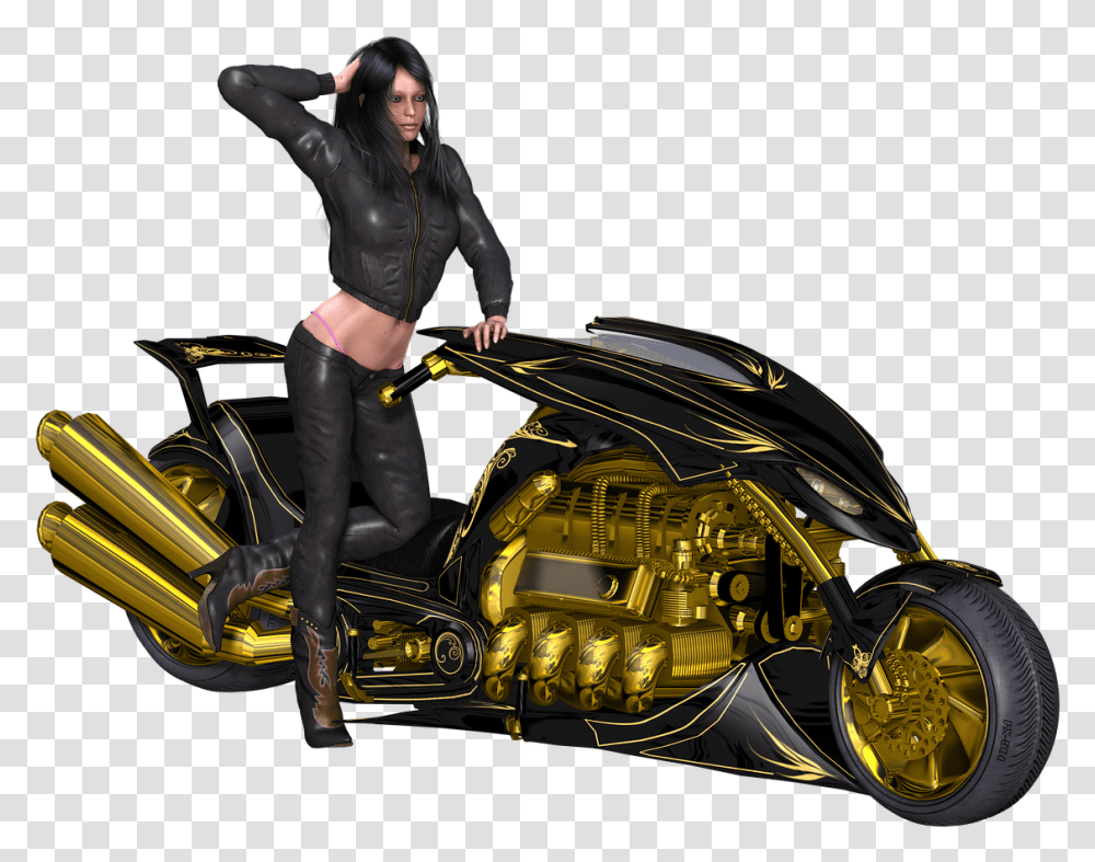 Girl On Bike, Person, Human, Machine, Motorcycle Transparent Png
