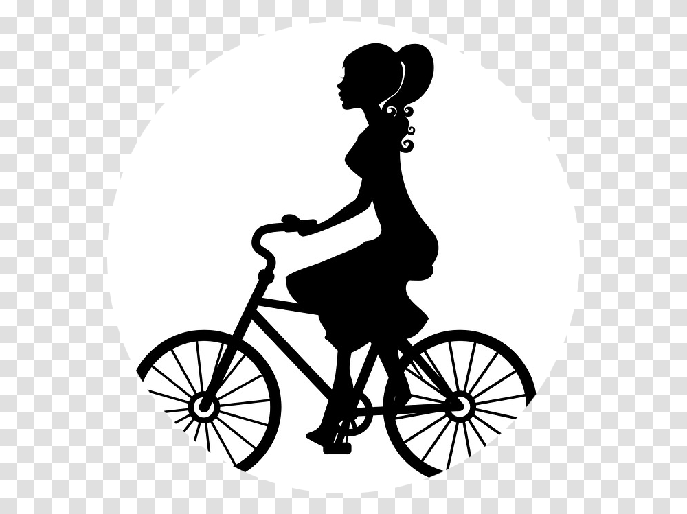 Girl On Bike Silhouette, Bicycle, Vehicle, Transportation, Person Transparent Png