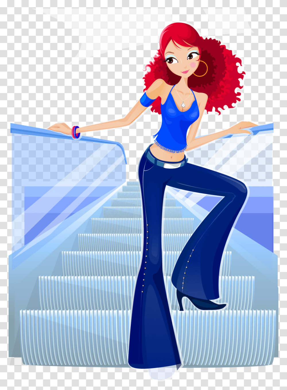 Girl On Escalator Image Fashion, Person, Female, Blonde Transparent Png