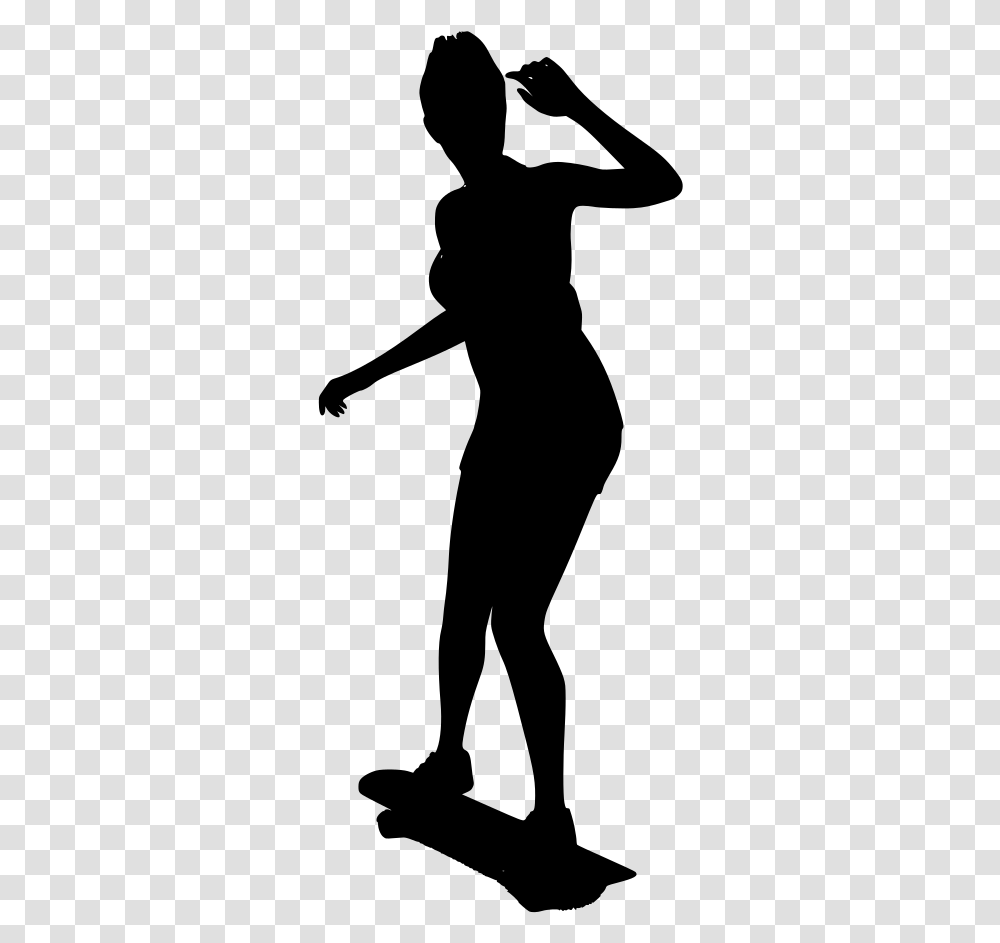 Girl On Skateboard Silhouette, Gray, World Of Warcraft Transparent Png