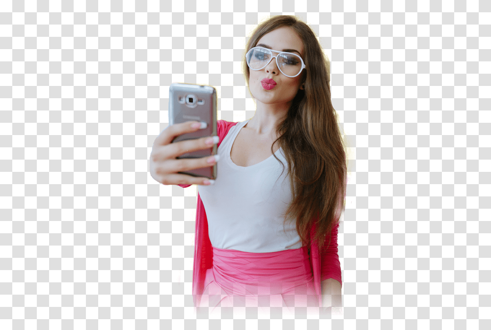 Girl, Person, Sunglasses, Accessories, Mobile Phone Transparent Png